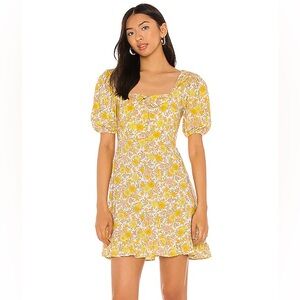 Faithful the Brand Agathe Garden Yellow Floral Mini Dress